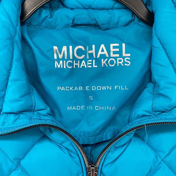 Michael Kors Jacket Womens S Blue Puffer Full Zip Light Down Outdoor Packable - Picture 5 of 9